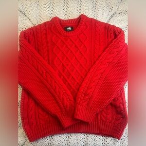 Roots Red Cable-Knit Crewneck Sweater